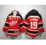 youth nhl jerseys detroit red wings #19 yzerman black-red[pullover hooded sweatshirt patch C]
