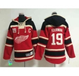 youth nhl jerseys detroit red wings #19 yzerman red[pullover hooded sweatshirt patch C]
