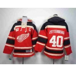 youth nhl jerseys detroit red wings #40 zetterberg black-red[pullover hooded sweatshirt patch C]