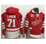 Detroit Red Wings #71 Dylan Larkin Red Name & Number Pullover NHL Hoodie