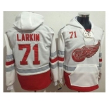 Detroit Red Wings #71 Dylan Larkin White Name & Number Pullover NHL Hoodie