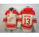 nhl jerseys detroit red wings #13 datsyuk red-cream[pullover hooded sweatshirt patch A]