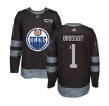 Adidas Edmonton Oilers #1 Laurent Brossoit Authentic Black 1917-2017 100th Anniversary NHL Jersey