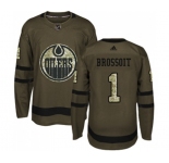 Adidas Edmonton Oilers #1 Laurent Brossoit Authentic Green Salute to Service NHL Jersey