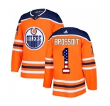 Adidas Edmonton Oilers #1 Laurent Brossoit Authentic Orange USA Flag Fashion NHL Jersey