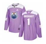 Adidas Edmonton Oilers #1 Laurent Brossoit Authentic Purple Fights Cancer Practice NHL Jersey