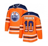 Adidas Edmonton Oilers #10 Esa Tikkanen Authentic Orange USA Flag Fashion NHL Jersey