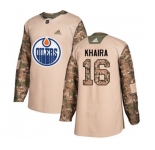 Adidas Edmonton Oilers #16 Jujhar Khaira Authentic Camo Veterans Day Practice NHL Jersey