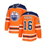 Adidas Edmonton Oilers #16 Jujhar Khaira Authentic Orange Home NHL Jersey