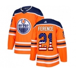 Adidas Edmonton Oilers #21 Andrew Ference Authentic Orange USA Flag Fashion NHL Jersey