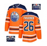 Adidas Edmonton Oilers #26 Iiro Pakarinen Authentic Orange Fashion Gold NHL Jersey