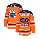 Adidas Edmonton Oilers #26 Iiro Pakarinen Authentic Orange USA Flag Fashion NHL Jersey