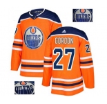 Adidas Edmonton Oilers #27 Boyd Gordon Authentic Orange Fashion Gold NHL Jersey