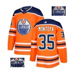 Adidas Edmonton Oilers #35 Al Montoya Authentic Orange Fashion Gold NHL Jersey