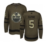 Adidas Edmonton Oilers #5 Mark Fayne Authentic Green Salute to Service NHL Jersey