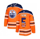 Adidas Edmonton Oilers #5 Mark Fayne Authentic Orange USA Flag Fashion NHL Jersey