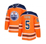Adidas Edmonton Oilers #5 Mark Fayne Premier Orange Home NHL Jersey