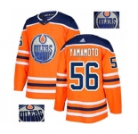 Adidas Edmonton Oilers #56 Kailer Yamamoto Authentic Orange Fashion Gold NHL Jersey