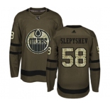 Adidas Edmonton Oilers #58 Anton Slepyshev Authentic Green Salute to Service NHL Jersey