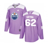 Adidas Edmonton Oilers #62 Eric Gryba Authentic Purple Fights Cancer Practice NHL Jersey