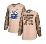 Adidas Edmonton Oilers #75 Evan Bouchard Authentic Camo Veterans Day Practice NHL Jersey