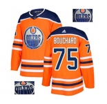Adidas Edmonton Oilers #75 Evan Bouchard Authentic Orange Fashion Gold NHL Jersey