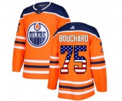 Adidas Edmonton Oilers #75 Evan Bouchard Authentic Orange USA Flag Fashion NHL Jersey