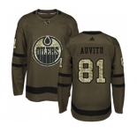 Adidas Edmonton Oilers #81 Yohann Auvitu Authentic Green Salute to Service NHL Jersey
