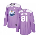 Adidas Edmonton Oilers #81 Yohann Auvitu Authentic Purple Fights Cancer Practice NHL Jersey