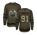 Adidas Edmonton Oilers #91 Drake Caggiula Authentic Green Salute to Service NHL Jersey