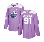 Adidas Edmonton Oilers #91 Drake Caggiula Authentic Purple Fights Cancer Practice NHL Jersey