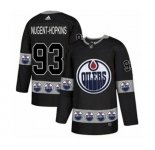 Adidas Edmonton Oilers #93 Ryan Nugent-Hopkins Authentic Black Team Logo Fashion NHL Jersey
