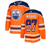 Adidas Edmonton Oilers #97 Connor McDavid Authentic Orange USA Flag Fashion NHL Jersey