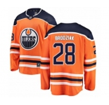 Edmonton Oilers #28 Kyle Brodziak Authentic Orange Home Fanatics Branded Breakaway NHL Jersey