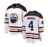 Edmonton Oilers #4 Kris Russell Authentic White Away Fanatics Branded Breakaway NHL Jersey
