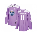Men Adidas Edmonton Oilers #11 Mark Messier Purple Authentic Fights Cancer Stitched NHL Jersey