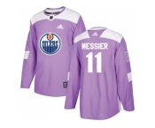 Men Adidas Edmonton Oilers #11 Mark Messier Purple Authentic Fights Cancer Stitched NHL Jersey
