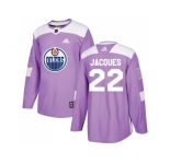 Men Adidas Edmonton Oilers #22 Jean-Francois Jacques Purple Authentic Fights Cancer Stitched NHL Jersey