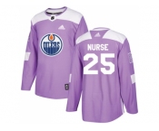Men Adidas Edmonton Oilers #25 Darnell Nurse Purple Authentic Fights Cancer Stitched NHL Jersey