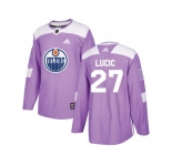 Men Adidas Edmonton Oilers #27 Milan Lucic Purple Authentic Fights Cancer Stitched NHL Jersey