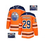 Men Adidas Edmonton Oilers #29 Leon Draisaitl Orange Home Authentic Fashion Gold Stitched NHL Jersey