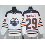 Men Adidas Edmonton Oilers #29 Leon Draisaitl White Road Authentic Stitched NHL Jersey