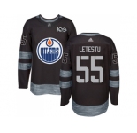 Men Adidas Edmonton Oilers #55 Mark Letestu Black 1917-2017 100th Anniversary Stitched NHL Jersey