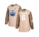 Men Adidas Edmonton Oilers #6 Adam Larsson Camo Authentic 2017 Veterans Day Stitched NHL Jersey