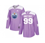 Men Adidas Edmonton Oilers #99 Wayne Gretzky Purple Authentic Fights Cancer Stitched NHL Jersey