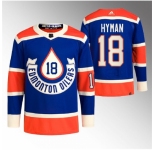 Men Edmonton Oilers #18 Zach Hyman 2023 Royal Heritage Classic Primegreen Stitched Jersey