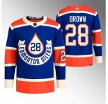 Men Edmonton Oilers #28 Connor Brown 2023 Royal Heritage Classic Primegreen Stitched Jersey