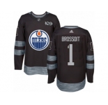 Men's Adidas Edmonton Oilers #1 Laurent Brossoit Authentic Black 1917-2017 100th Anniversary NHL Jersey