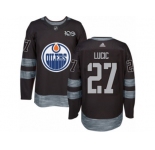 Men's Adidas Edmonton Oilers #27 Milan Lucic Authentic Black 1917-2017 100th Anniversary NHL Jersey