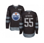Men's Adidas Edmonton Oilers #55 Mark Letestu Authentic Black 1917-2017 100th Anniversary NHL Jersey